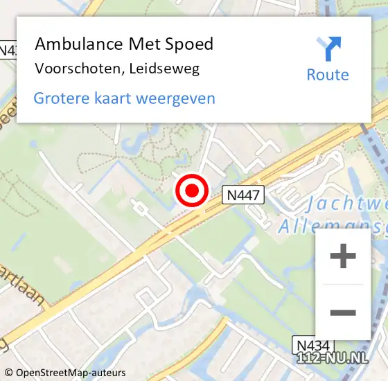 Locatie op kaart van de 112 melding: Ambulance Met Spoed Naar Voorschoten, Leidseweg op 11 november 2024 09:22