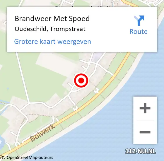 Locatie op kaart van de 112 melding: Brandweer Met Spoed Naar Oudeschild, Trompstraat op 11 november 2024 09:25