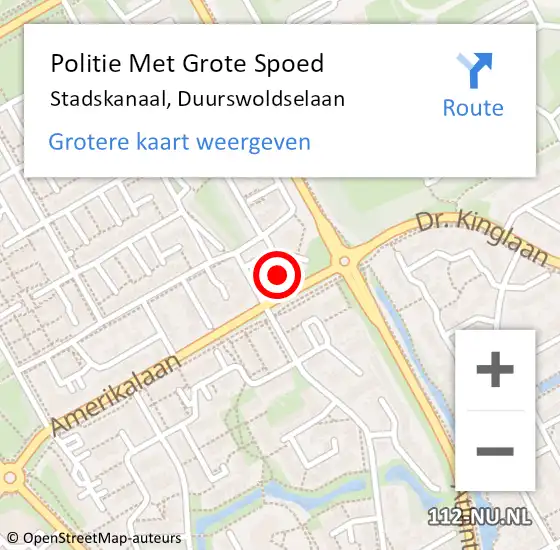 Locatie op kaart van de 112 melding: Politie Met Grote Spoed Naar Stadskanaal, Duurswoldselaan op 11 november 2024 09:30