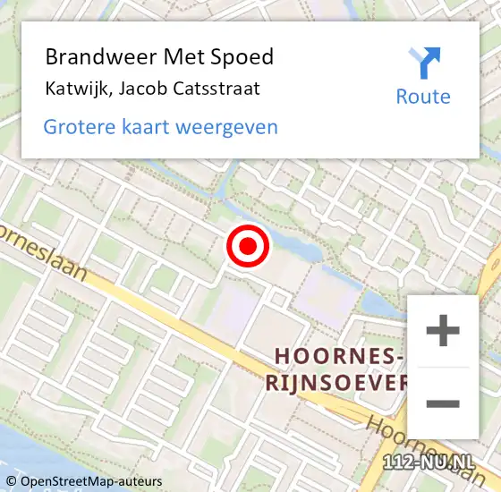 Locatie op kaart van de 112 melding: Brandweer Met Spoed Naar Katwijk, Jacob Catsstraat op 11 november 2024 09:37