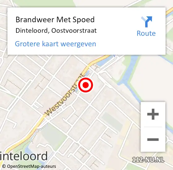 Locatie op kaart van de 112 melding: Brandweer Met Spoed Naar Dinteloord, Oostvoorstraat op 11 november 2024 09:42