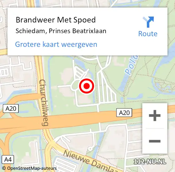 Locatie op kaart van de 112 melding: Brandweer Met Spoed Naar Schiedam, Prinses Beatrixlaan op 11 november 2024 10:02