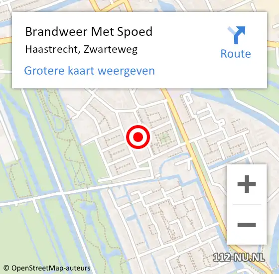 Locatie op kaart van de 112 melding: Brandweer Met Spoed Naar Haastrecht, Zwarteweg op 11 november 2024 10:12