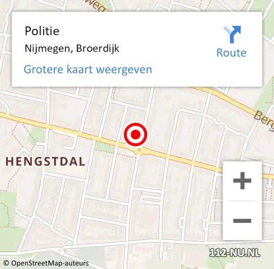 Locatie op kaart van de 112 melding: Politie Nijmegen, Broerdijk op 11 november 2024 10:25