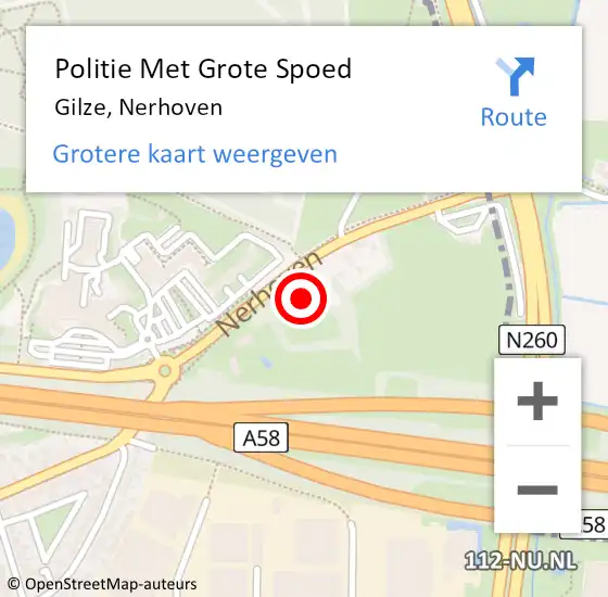 Locatie op kaart van de 112 melding: Politie Met Grote Spoed Naar Gilze, Nerhoven op 11 november 2024 10:26