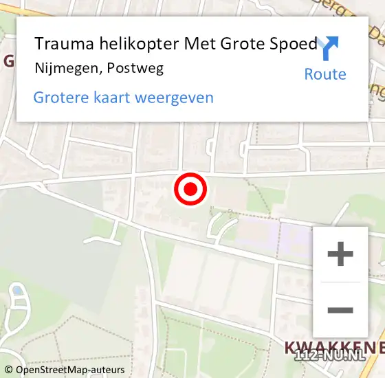 Locatie op kaart van de 112 melding: Trauma helikopter Met Grote Spoed Naar Nijmegen, Postweg op 11 november 2024 10:26