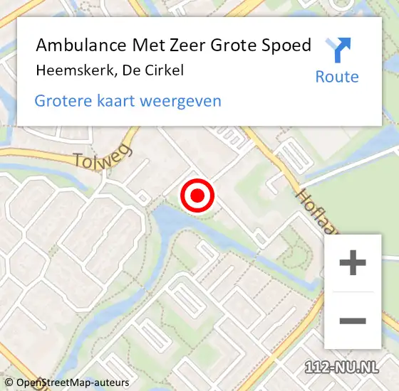 Locatie op kaart van de 112 melding: Ambulance Met Zeer Grote Spoed Naar Heemskerk, De Cirkel op 11 november 2024 10:52