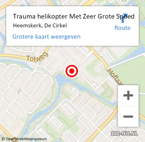 Locatie op kaart van de 112 melding: Trauma helikopter Met Zeer Grote Spoed Naar Heemskerk, De Cirkel op 11 november 2024 10:53