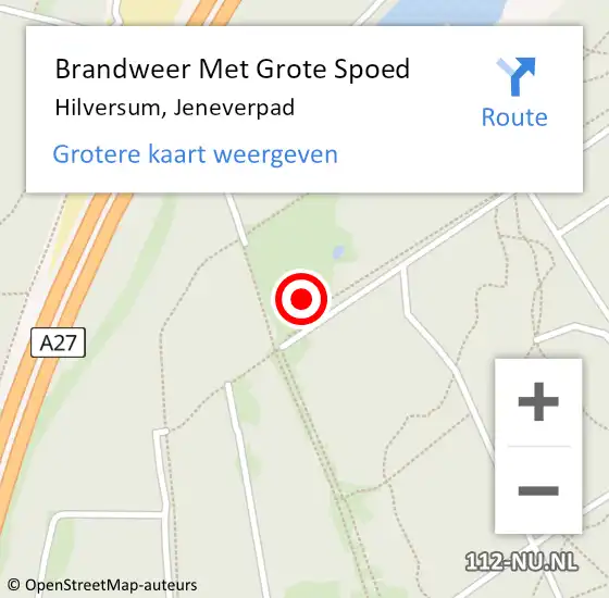 Locatie op kaart van de 112 melding: Brandweer Met Grote Spoed Naar Hilversum, Jeneverpad op 11 november 2024 11:15