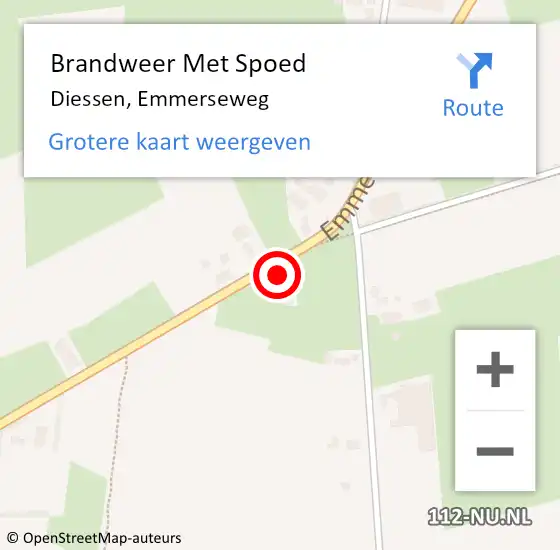 Locatie op kaart van de 112 melding: Brandweer Met Spoed Naar Diessen, Emmerseweg op 11 november 2024 11:22