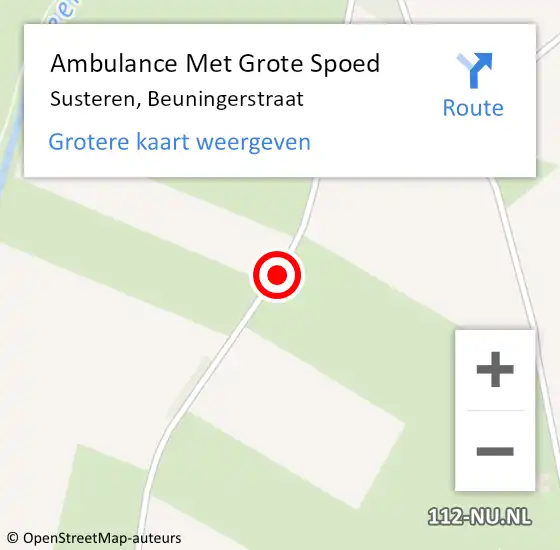 Locatie op kaart van de 112 melding: Ambulance Met Grote Spoed Naar Susteren, Beuningerstraat op 26 oktober 2014 15:45