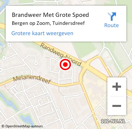 Locatie op kaart van de 112 melding: Brandweer Met Grote Spoed Naar Bergen op Zoom, Tuindersdreef op 11 november 2024 11:53