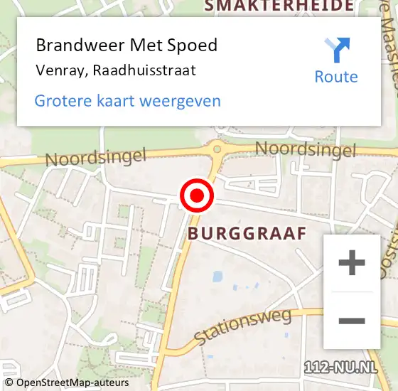 Locatie op kaart van de 112 melding: Brandweer Met Spoed Naar Venray, Raadhuisstraat op 11 november 2024 11:55