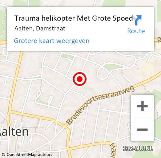 Locatie op kaart van de 112 melding: Trauma helikopter Met Grote Spoed Naar Aalten, Damstraat op 11 november 2024 12:00