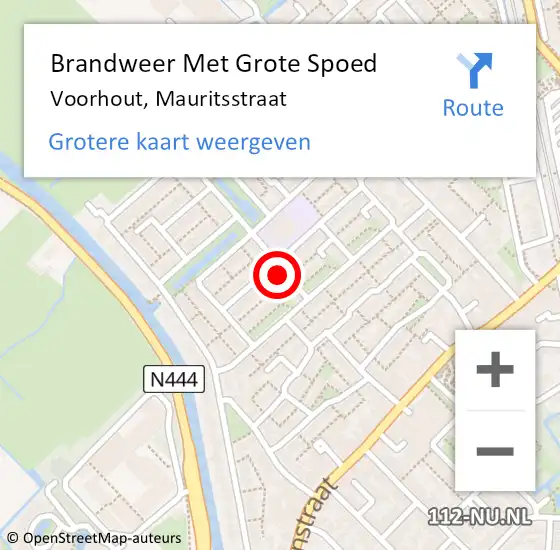 Locatie op kaart van de 112 melding: Brandweer Met Grote Spoed Naar Voorhout, Mauritsstraat op 11 november 2024 12:05