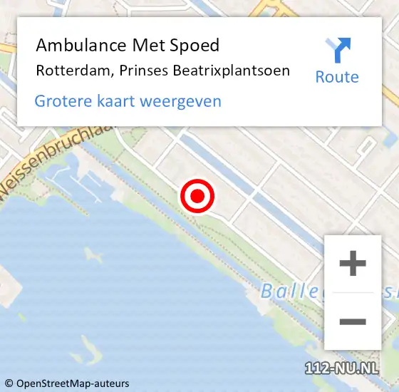 Locatie op kaart van de 112 melding: Ambulance Met Spoed Naar Rotterdam, Prinses Beatrixplantsoen op 11 november 2024 12:27