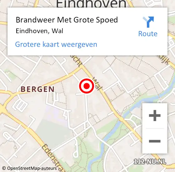 Locatie op kaart van de 112 melding: Brandweer Met Grote Spoed Naar Eindhoven, Wal op 11 november 2024 12:31