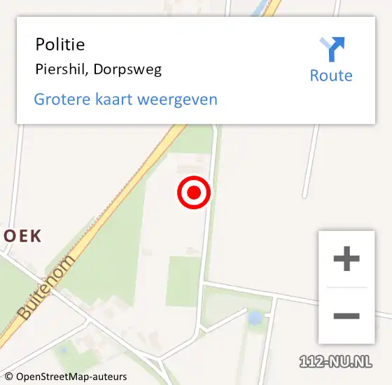 Locatie op kaart van de 112 melding: Politie Piershil, Dorpsweg op 11 november 2024 13:30