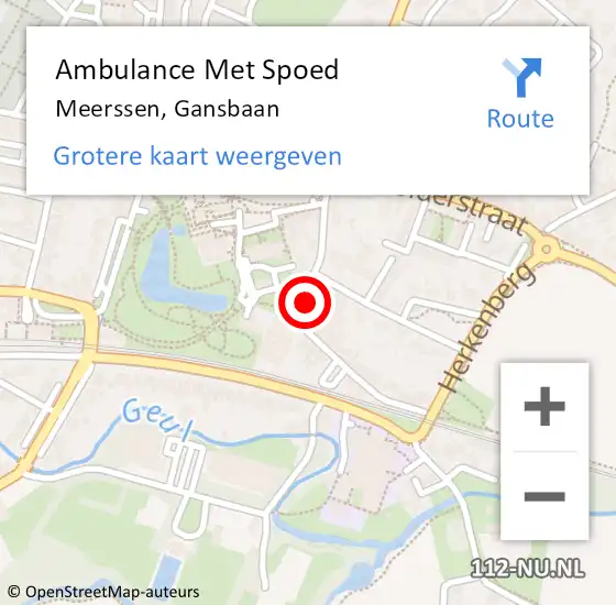 Locatie op kaart van de 112 melding: Ambulance Met Spoed Naar Meerssen, Gansbaan op 26 oktober 2014 16:05