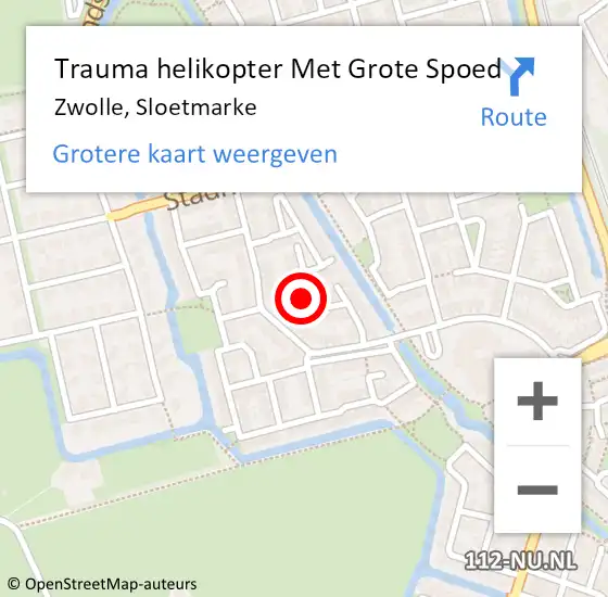 Locatie op kaart van de 112 melding: Trauma helikopter Met Grote Spoed Naar Zwolle, Sloetmarke op 11 november 2024 13:55