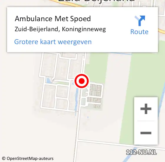 Locatie op kaart van de 112 melding: Ambulance Met Spoed Naar Zuid-Beijerland, Koninginneweg op 11 november 2024 13:56