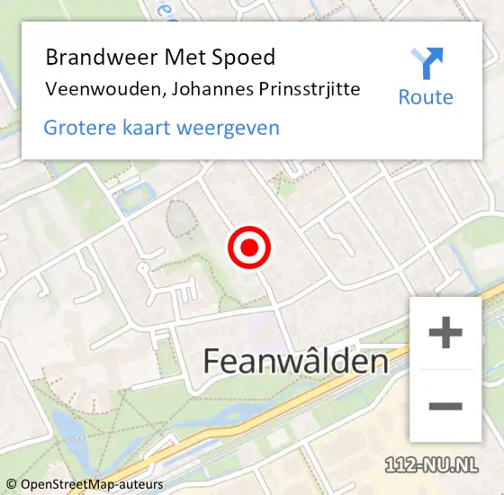 Locatie op kaart van de 112 melding: Brandweer Met Spoed Naar Veenwouden, Johannes Prinsstrjitte op 11 november 2024 13:59