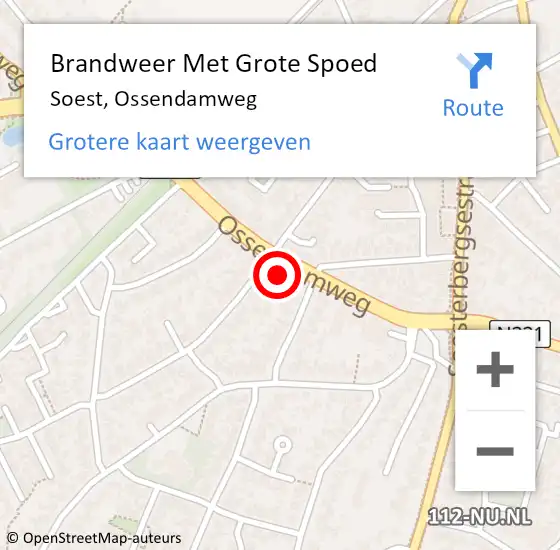 Locatie op kaart van de 112 melding: Brandweer Met Grote Spoed Naar Soest, Ossendamweg op 11 november 2024 14:03