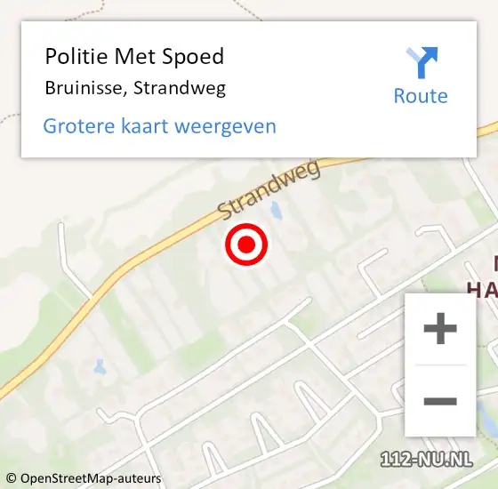 Locatie op kaart van de 112 melding: Politie Met Spoed Naar Bruinisse, Strandweg op 11 november 2024 14:28