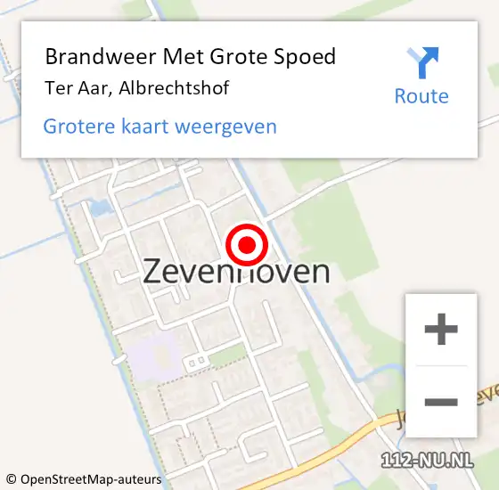 Locatie op kaart van de 112 melding: Brandweer Met Grote Spoed Naar Ter Aar, Albrechtshof op 11 november 2024 14:36