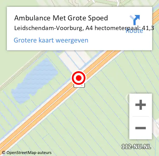 Locatie op kaart van de 112 melding: Ambulance Met Grote Spoed Naar Leidschendam-Voorburg, A4 hectometerpaal: 41,3 op 11 november 2024 14:37