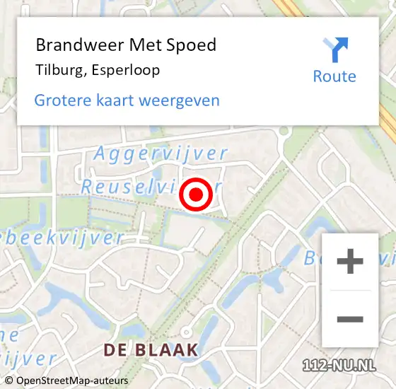 Locatie op kaart van de 112 melding: Brandweer Met Spoed Naar Tilburg, Esperloop op 11 november 2024 14:48