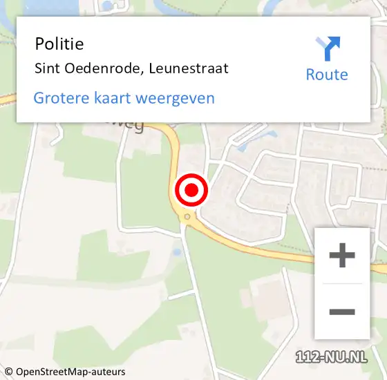 Locatie op kaart van de 112 melding: Politie Sint Oedenrode, Leunestraat op 11 november 2024 15:01