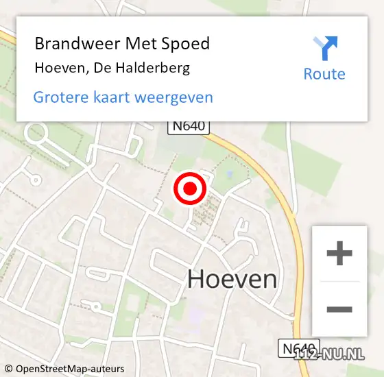 Locatie op kaart van de 112 melding: Brandweer Met Spoed Naar Hoeven, De Halderberg op 11 november 2024 15:06