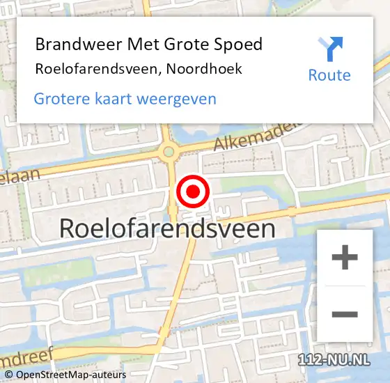 Locatie op kaart van de 112 melding: Brandweer Met Grote Spoed Naar Roelofarendsveen, Noordhoek op 11 november 2024 15:09