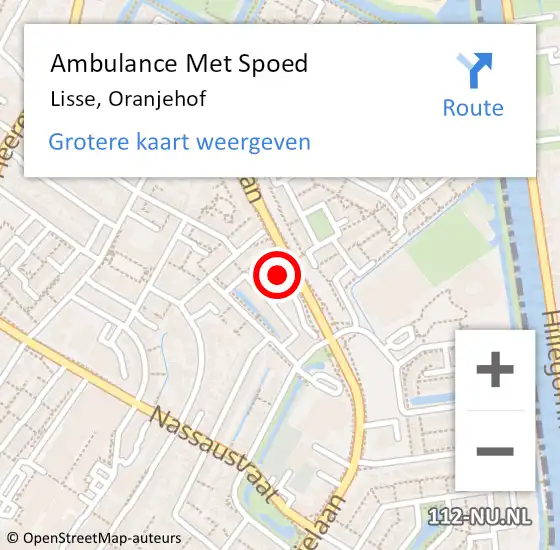 Locatie op kaart van de 112 melding: Ambulance Met Spoed Naar Lisse, Oranjehof op 11 november 2024 15:18