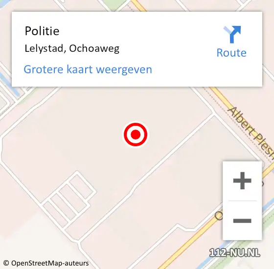 Locatie op kaart van de 112 melding: Politie Lelystad, Ochoaweg op 11 november 2024 15:23