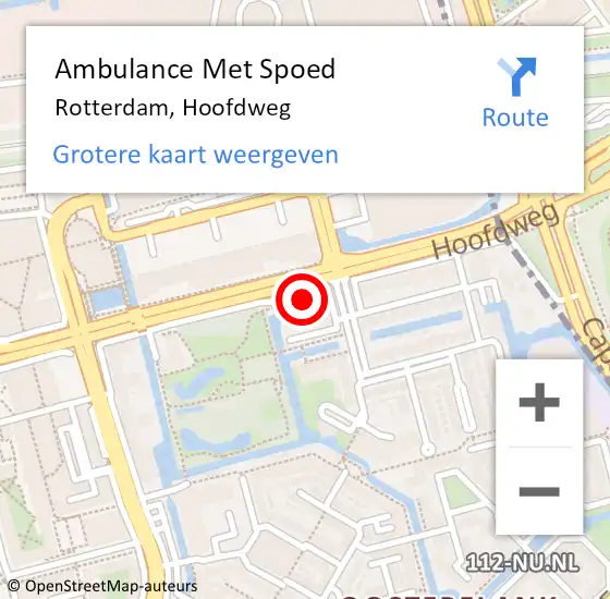 Locatie op kaart van de 112 melding: Ambulance Met Spoed Naar Rotterdam, Hoofdweg op 11 november 2024 15:35