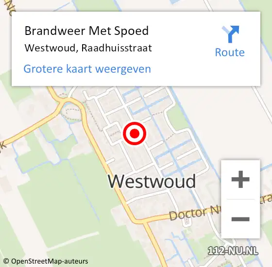 Locatie op kaart van de 112 melding: Brandweer Met Spoed Naar Westwoud, Raadhuisstraat op 11 november 2024 15:51