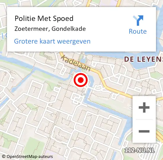 Locatie op kaart van de 112 melding: Politie Met Spoed Naar Zoetermeer, Gondelkade op 11 november 2024 15:55