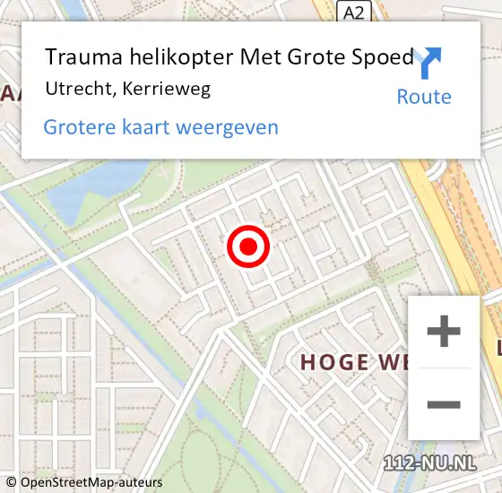 Locatie op kaart van de 112 melding: Trauma helikopter Met Grote Spoed Naar Utrecht, Kerrieweg op 11 november 2024 16:00