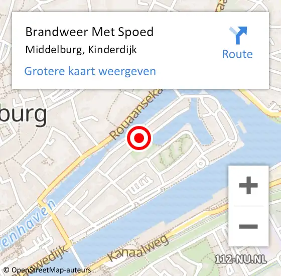 Locatie op kaart van de 112 melding: Brandweer Met Spoed Naar Middelburg, Kinderdijk op 11 november 2024 16:00