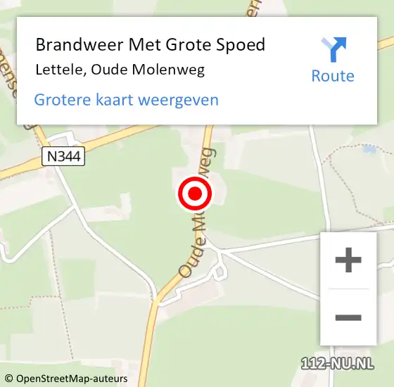 Locatie op kaart van de 112 melding: Brandweer Met Grote Spoed Naar Lettele, Oude Molenweg op 26 oktober 2014 16:32