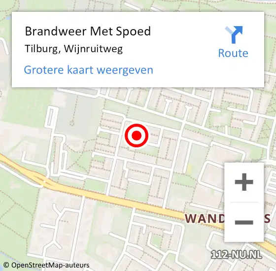 Locatie op kaart van de 112 melding: Brandweer Met Spoed Naar Tilburg, Wijnruitweg op 11 november 2024 16:27