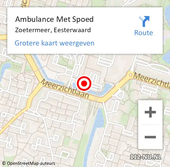 Locatie op kaart van de 112 melding: Ambulance Met Spoed Naar Zoetermeer, Eesterwaard op 11 november 2024 16:33