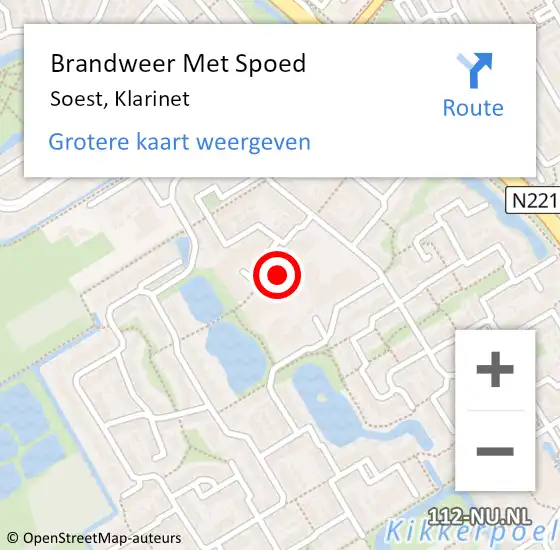 Locatie op kaart van de 112 melding: Brandweer Met Spoed Naar Soest, Klarinet op 11 november 2024 16:44