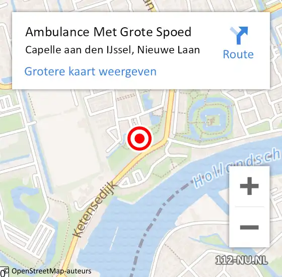 Locatie op kaart van de 112 melding: Ambulance Met Grote Spoed Naar Capelle aan den IJssel, Nieuwe Laan op 11 november 2024 16:47