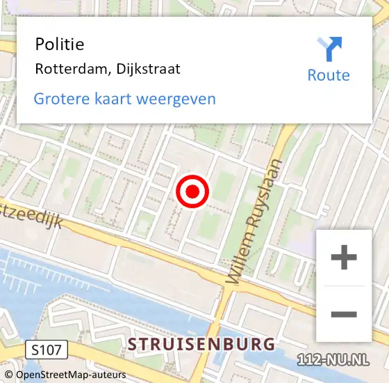 Locatie op kaart van de 112 melding: Politie Rotterdam, Dijkstraat op 11 november 2024 16:50