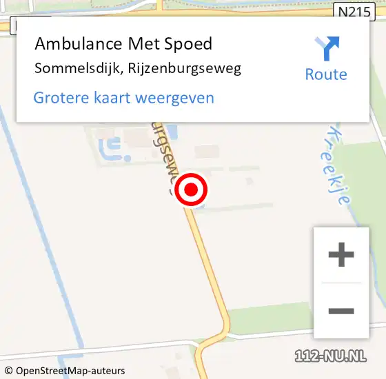 Locatie op kaart van de 112 melding: Ambulance Met Spoed Naar Sommelsdijk, Rijzenburgseweg op 11 november 2024 16:57