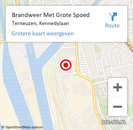 Locatie op kaart van de 112 melding: Brandweer Met Grote Spoed Naar Terneuzen, Kennedylaan op 11 november 2024 17:25