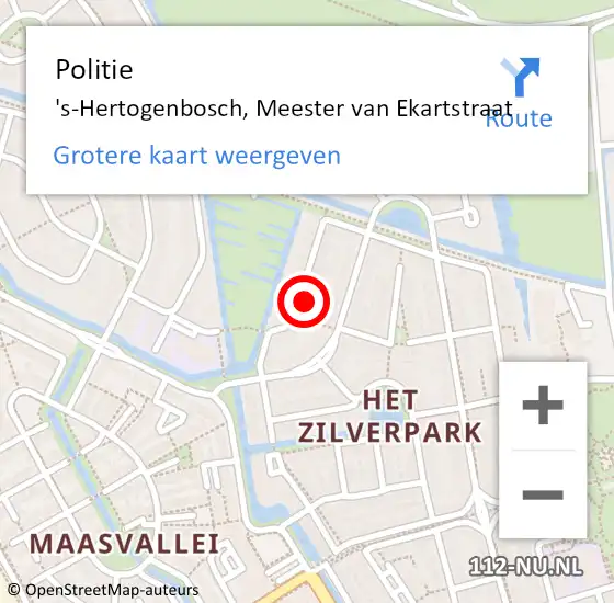 Locatie op kaart van de 112 melding: Politie 's-Hertogenbosch, Meester van Ekartstraat op 11 november 2024 17:36